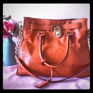 Michael Kors Ostrich embossed Leather Satchel